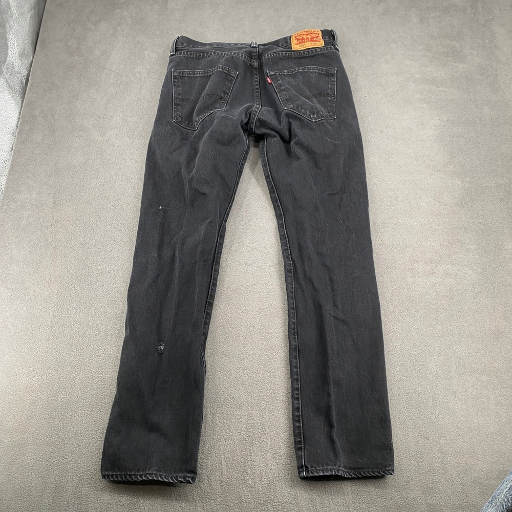 Levis 501 Original Fit Jeans Mens 32x32 Black Straight Leg Button Fly Denim - Picture 3 of 16